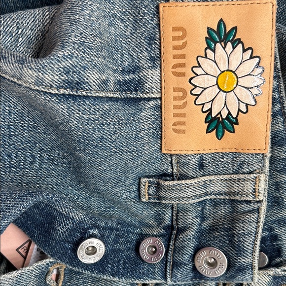 Miu Miu Blue Denim Skirt with Ruffle Hem - Picture 5 of 6